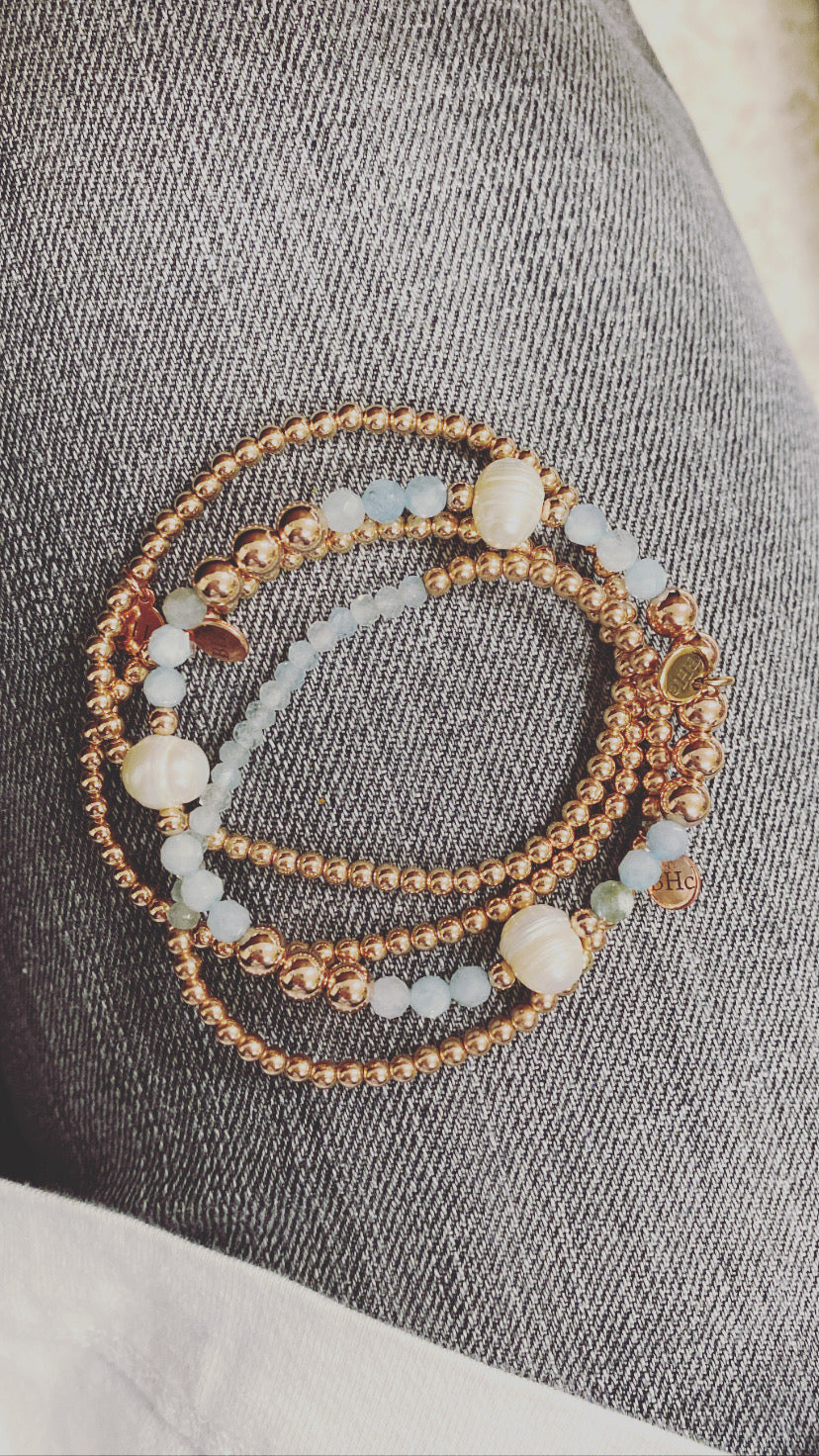 Pearls, Aquamarine and Rose Gold