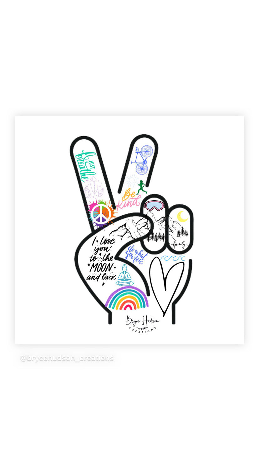 Peace and Love Vinyl Sticker